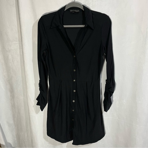 Derek Heart Dress/ Cardigan Size Medium Black Button‎ Down - Picture 1 of 8